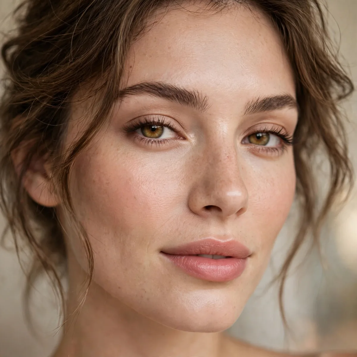 Natural beauty makeup for close-up photos