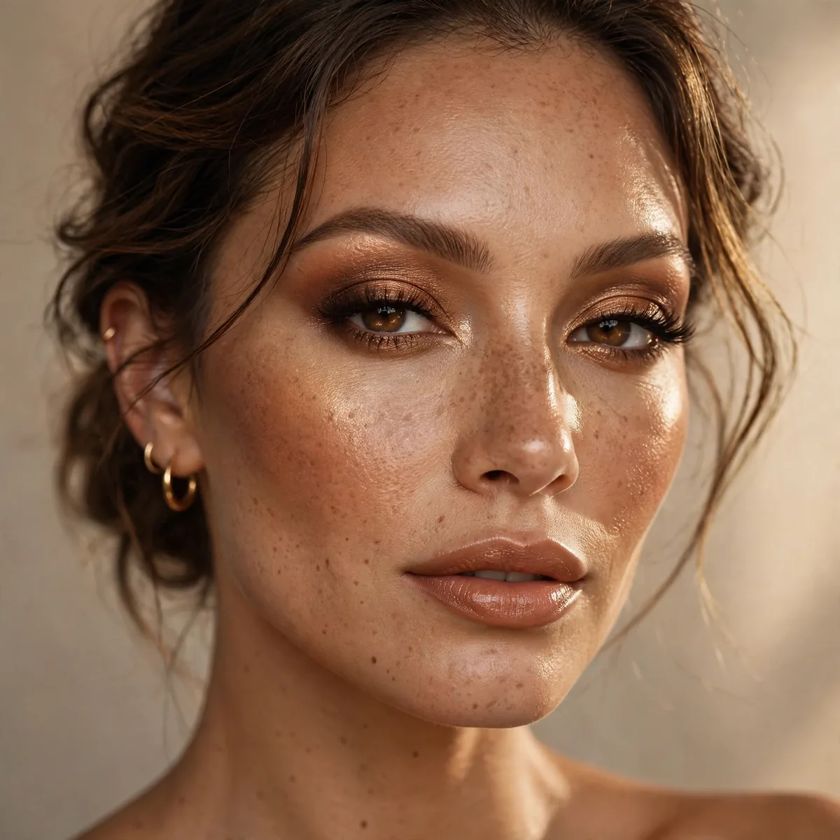 Bronzed makeup for photoshoot