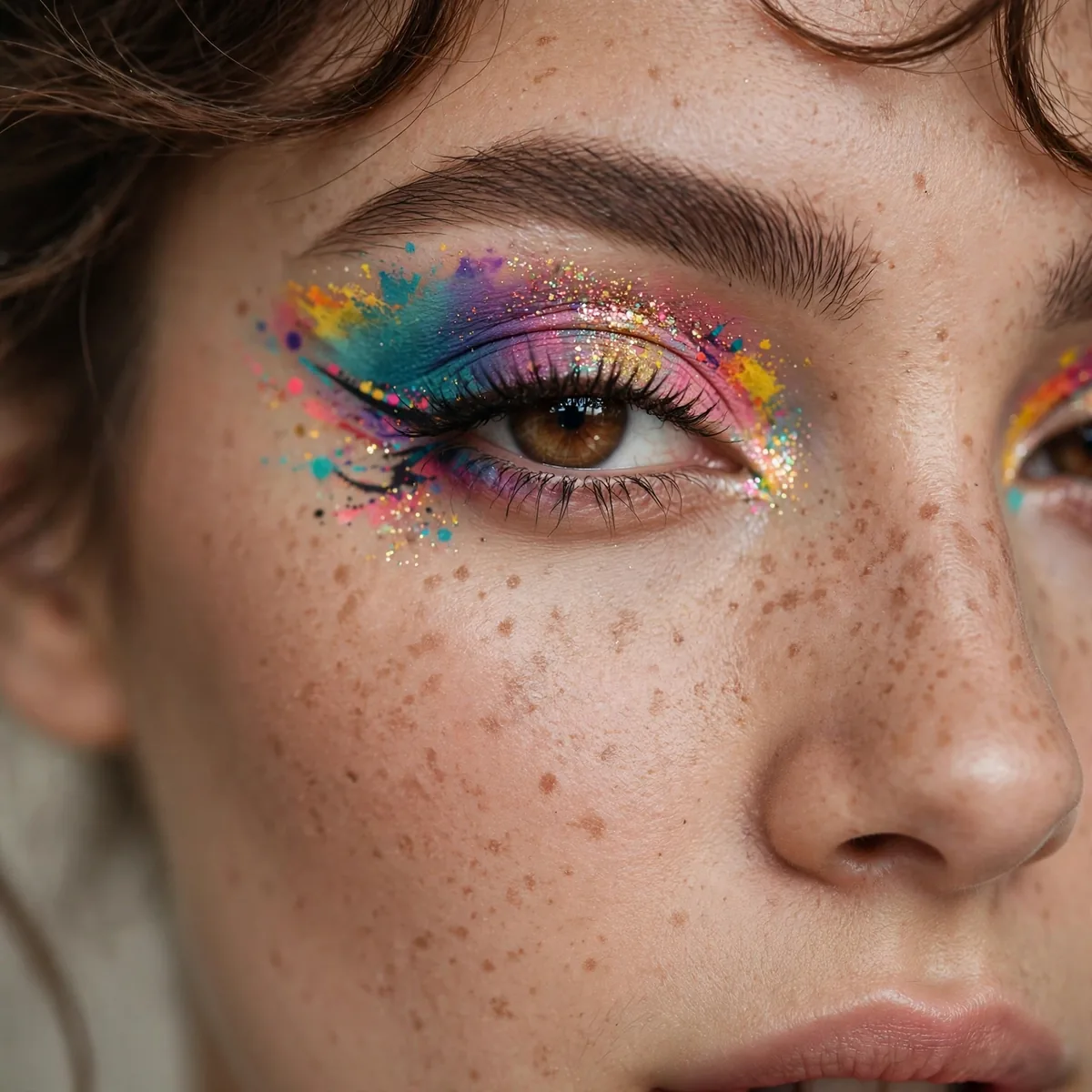 Colorful creative eyeshadow for photoshoot