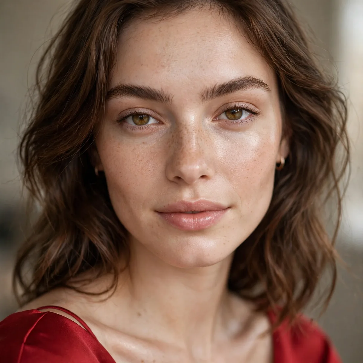 Fresh minimal makeup with red dress