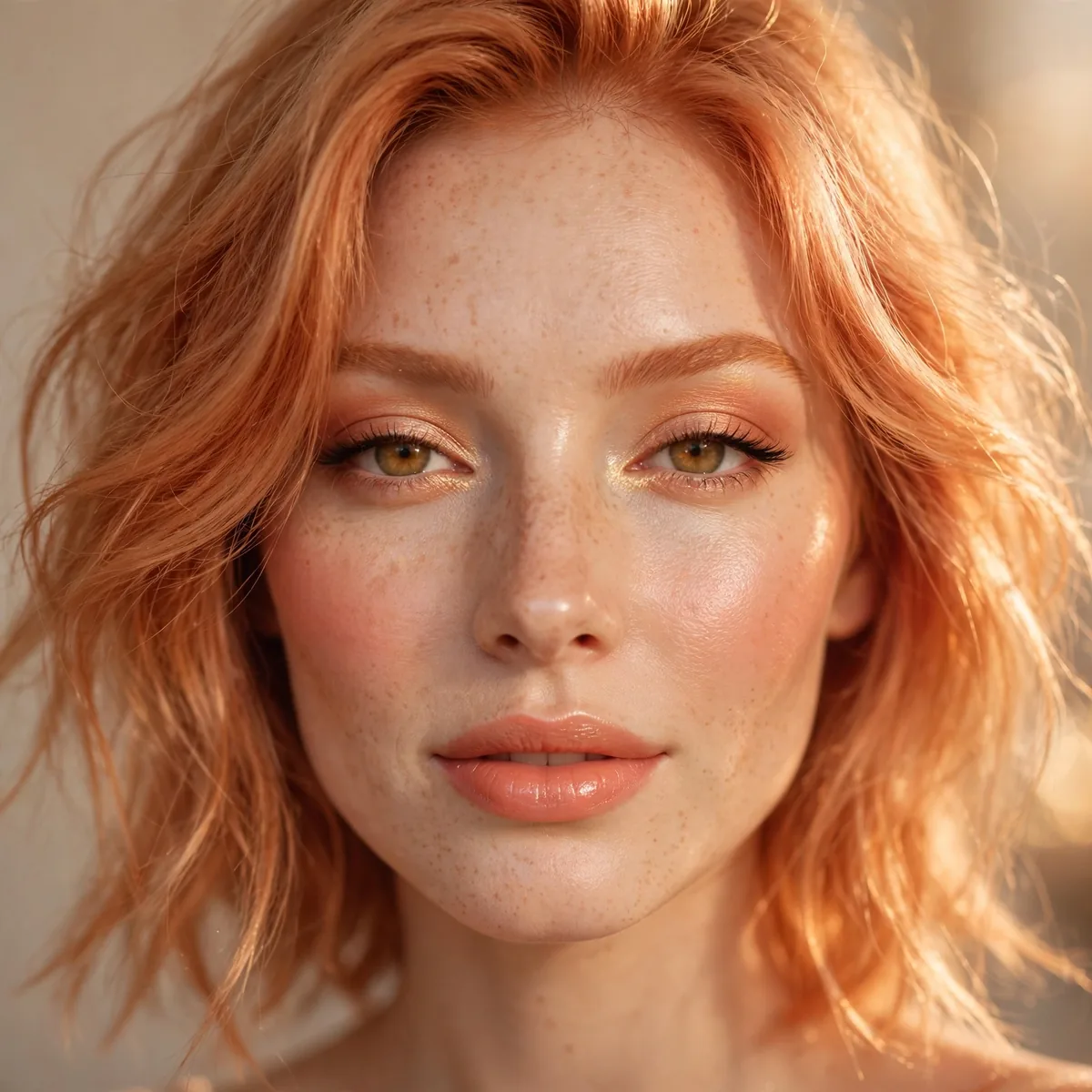 Peachy golden glow with strawberry blonde hair