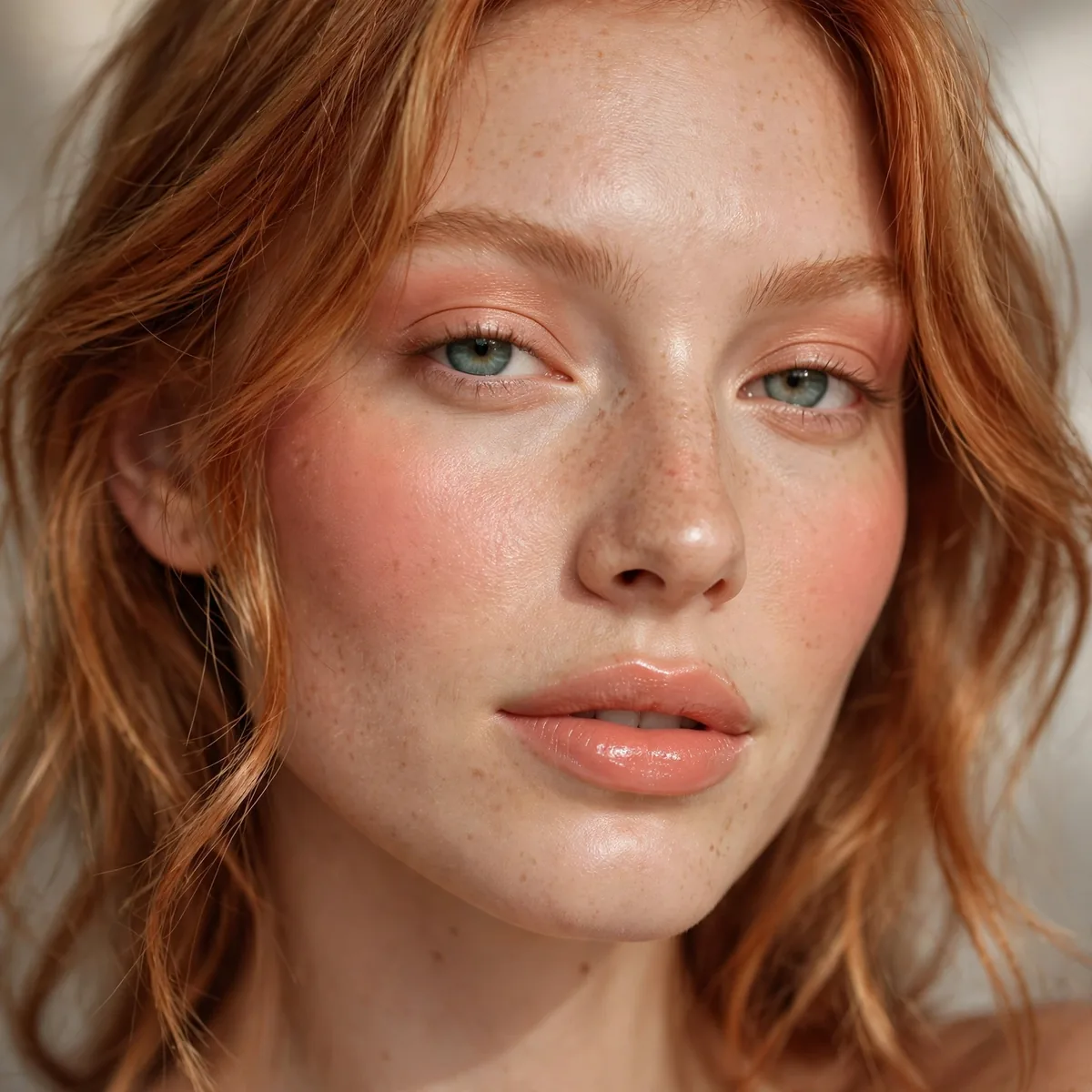 Faux freckles with strawberry blonde hair