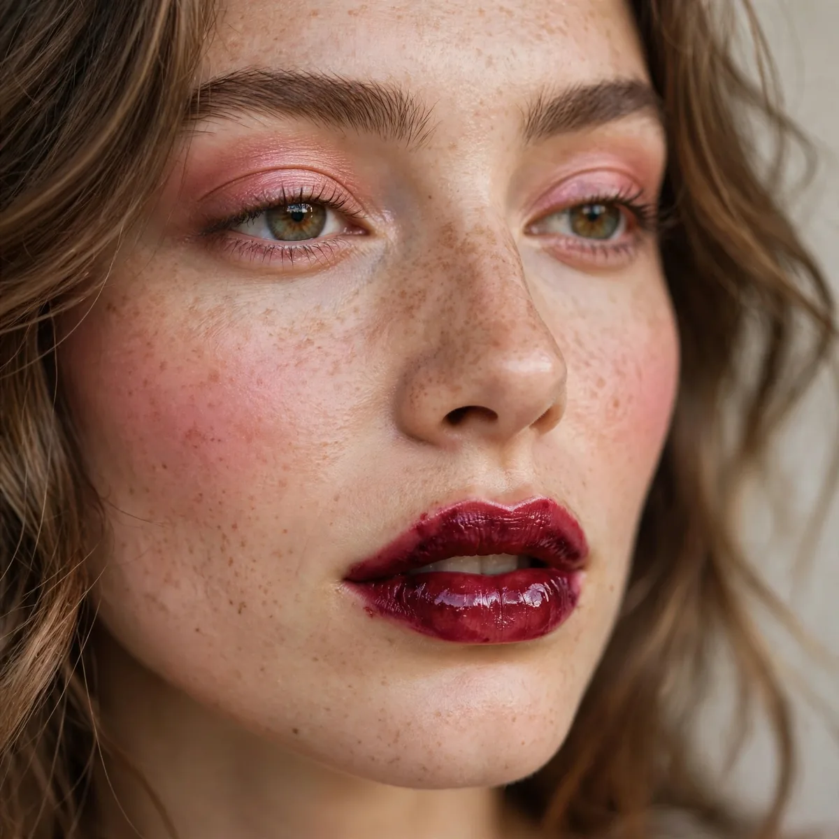 Berry bitten lips Valentine's makeup