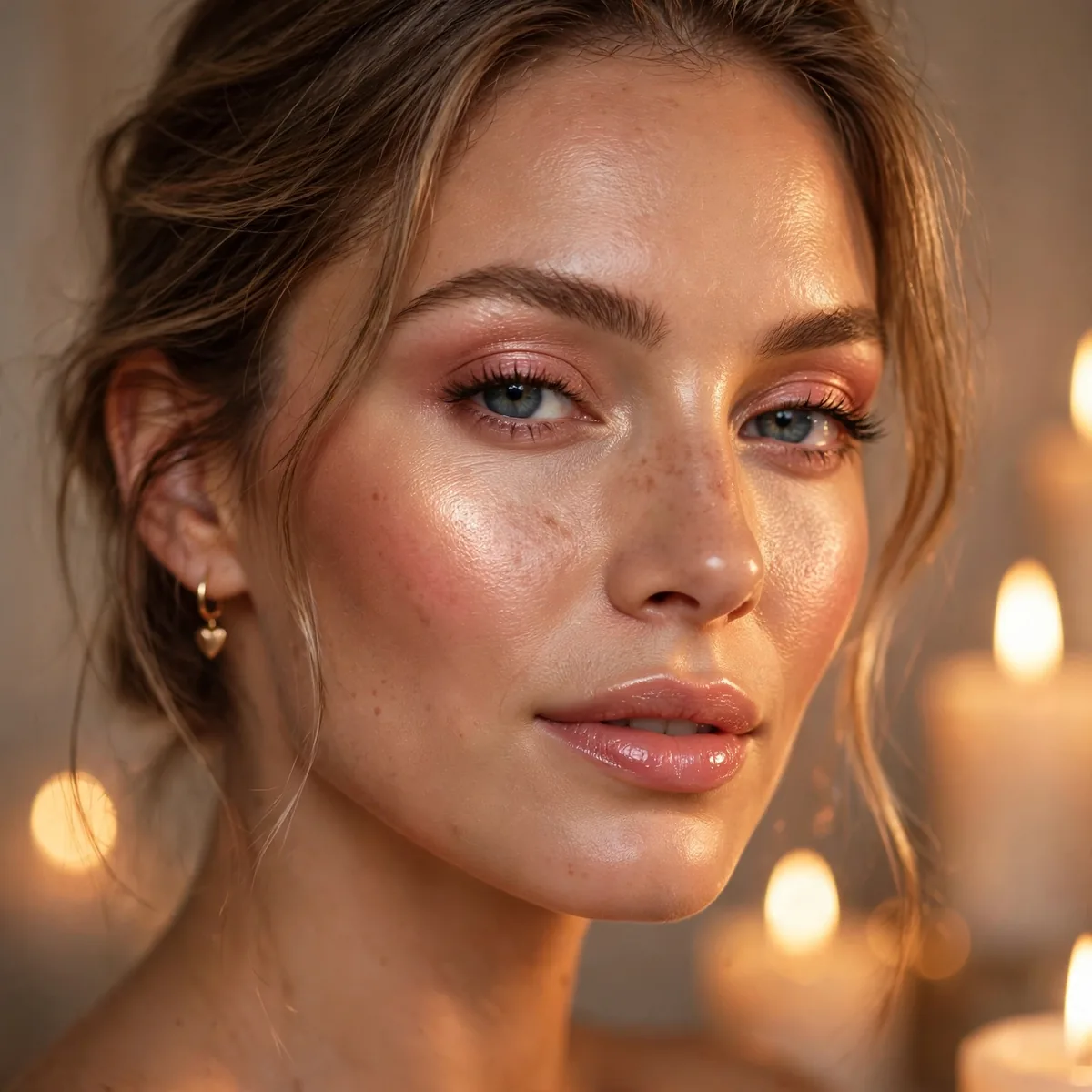 Glowing candlelit Valentine's skin
