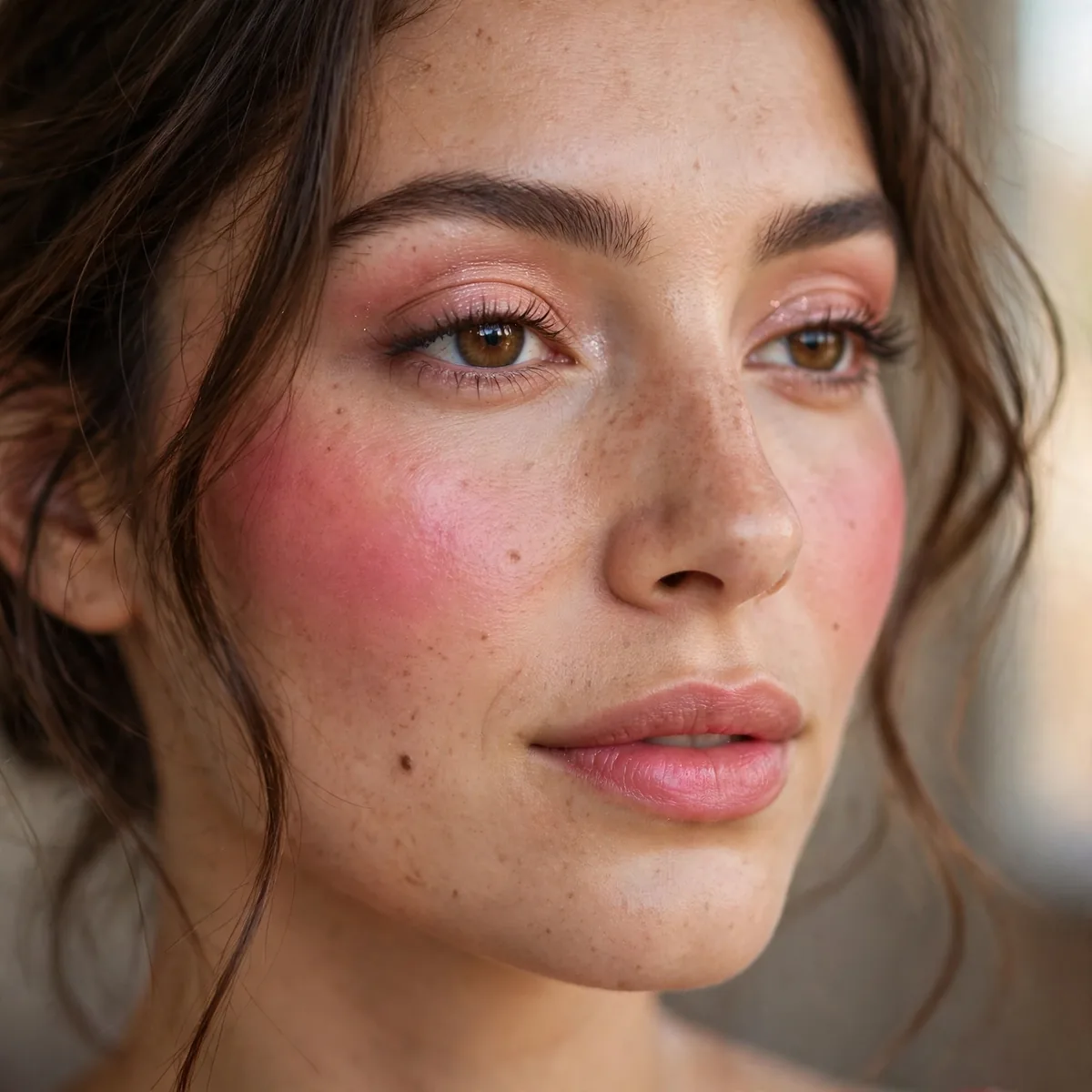 Flushed cheeks Valentine's makeup focus