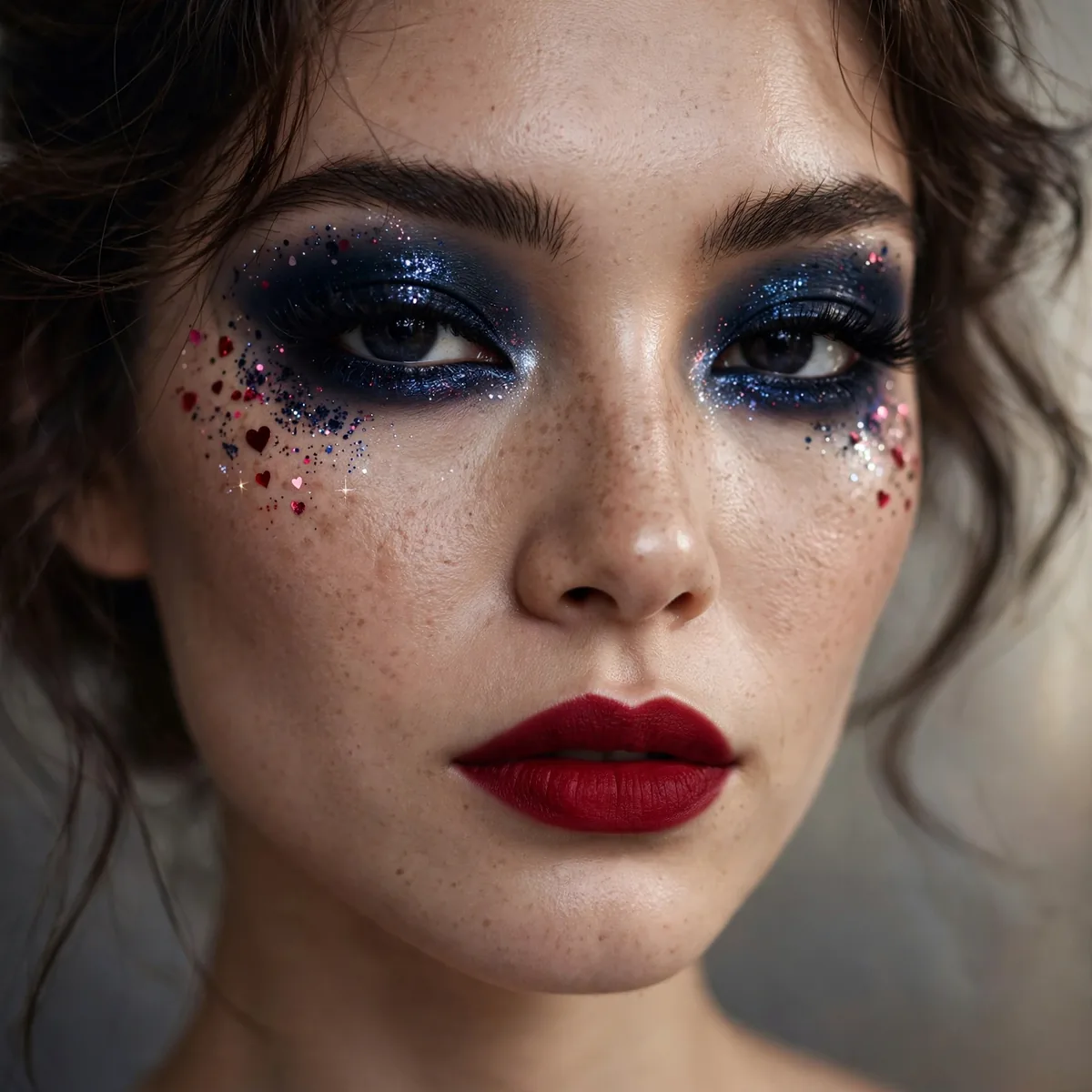 Midnight dramatic Valentine's makeup
