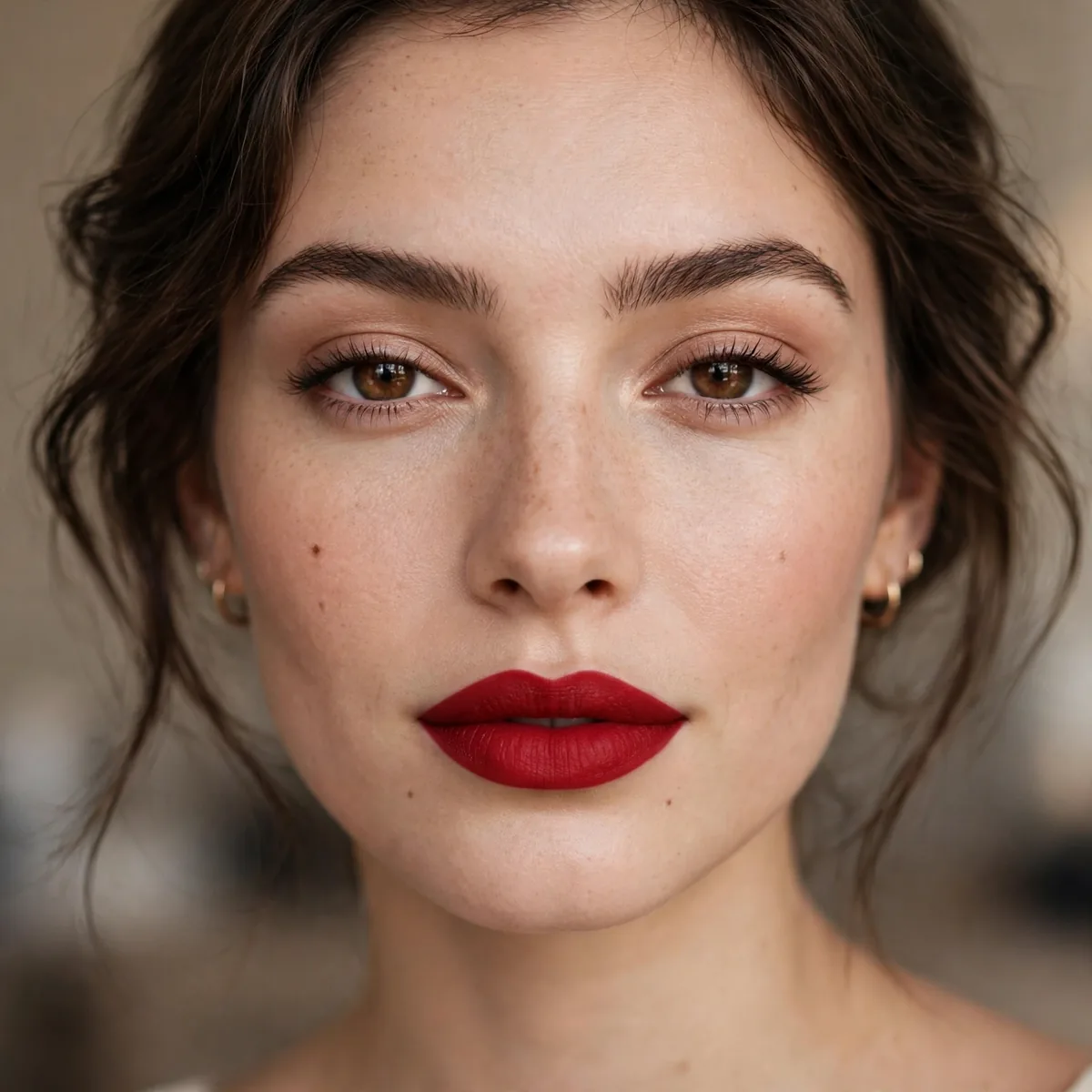 Classic matte red lipstick look