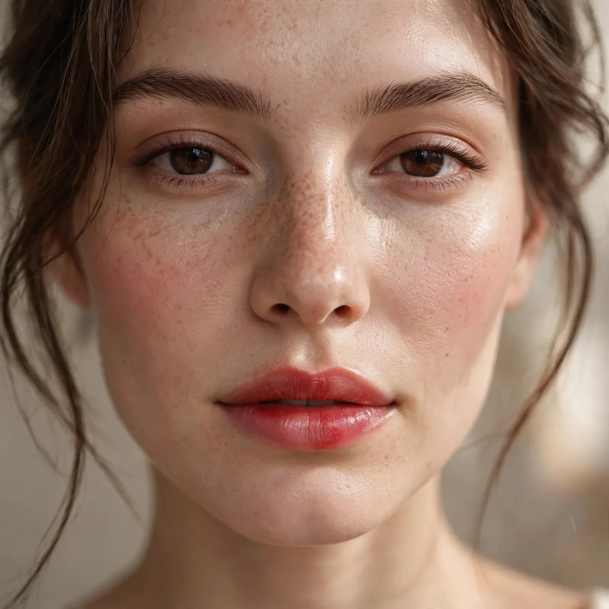 Sheer red lip stain look