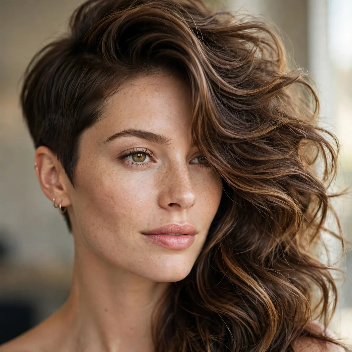 Asymmetrical haircut creating fullness
