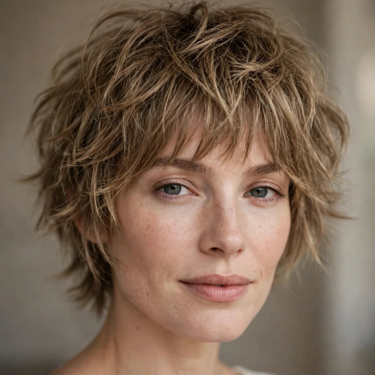 Shaggy textured cut for fine hair volume