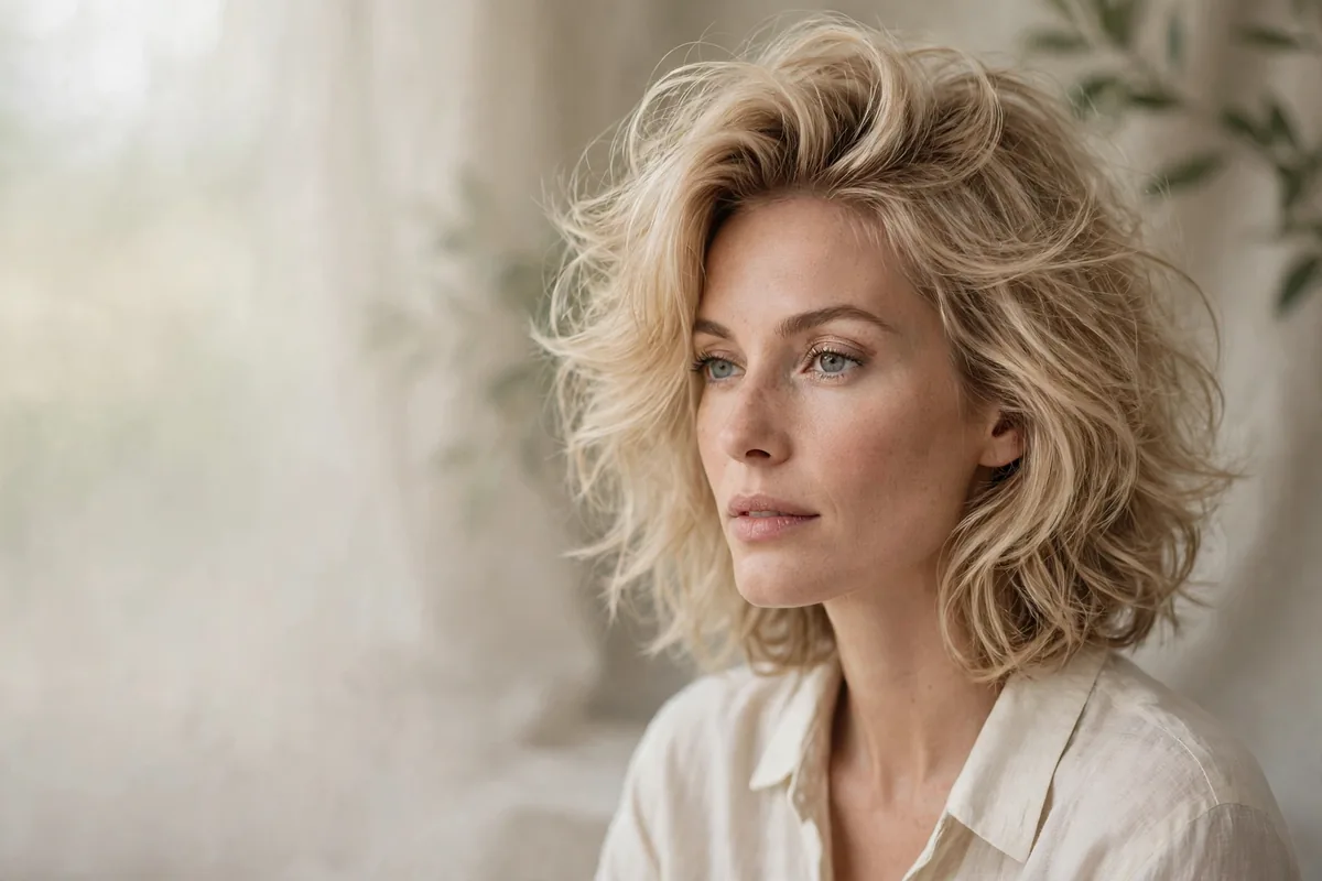 Voluminous medium-length haircut on thin fine hair