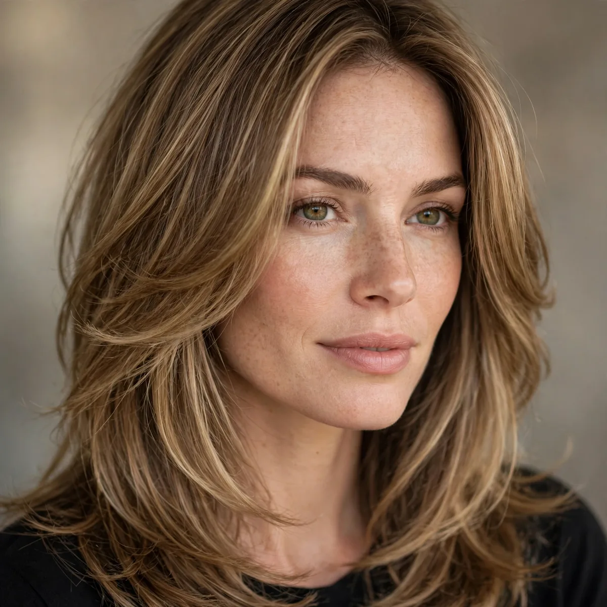 Classic long layered medium haircut