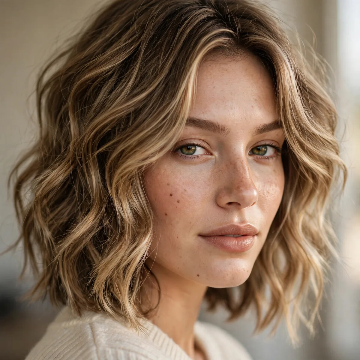 Beachy wave layered haircut