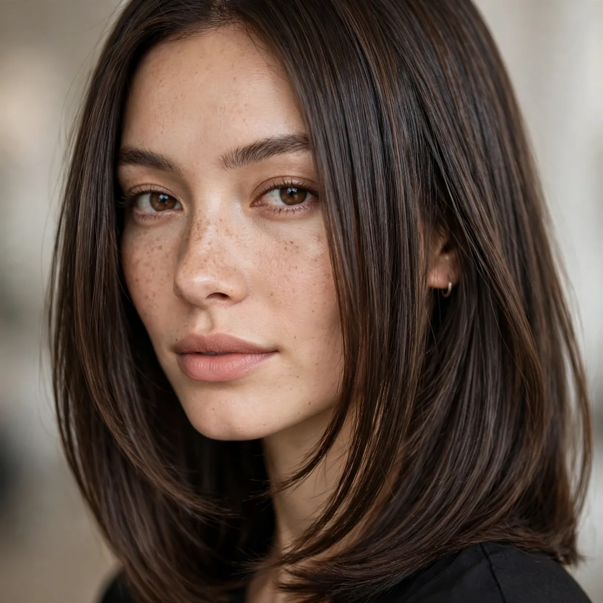Sleek straight layered haircut
