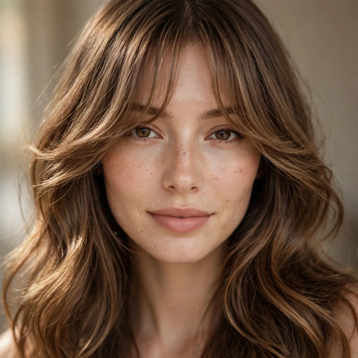 Curtain bangs on oval face