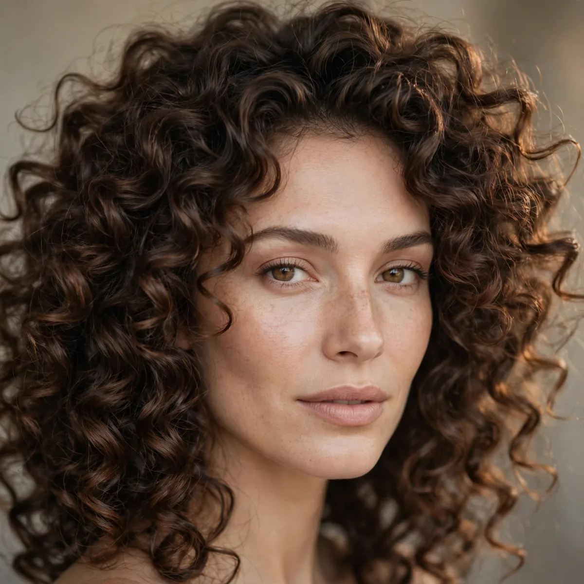 Voluminous curls on oval face
