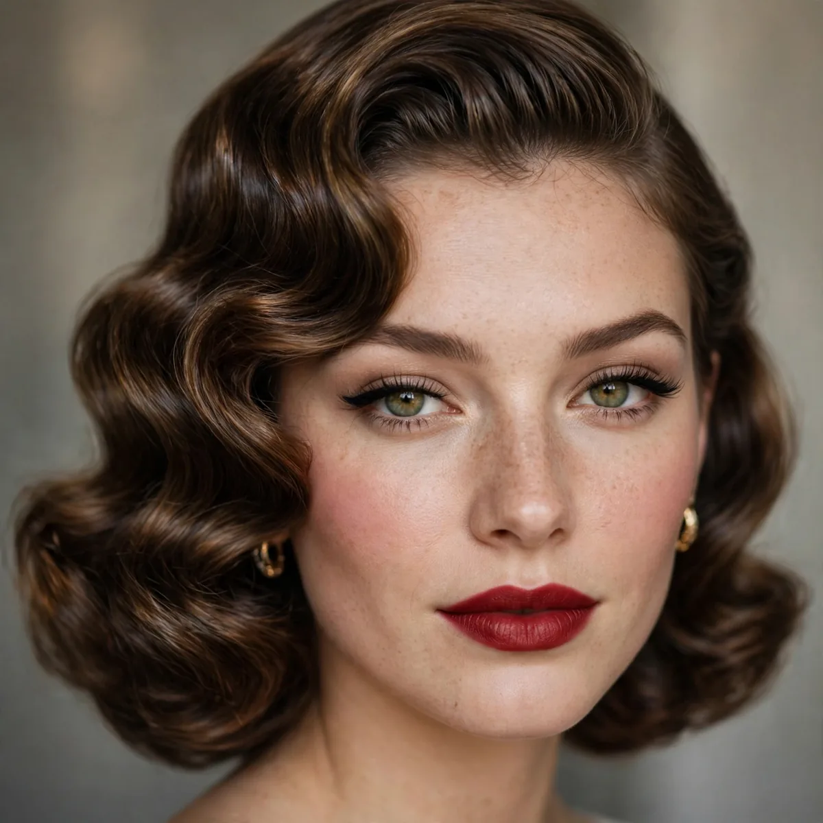 Vintage wave glam on oval face