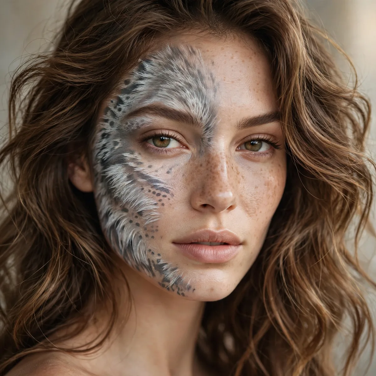 Modern wolf texture on oval face