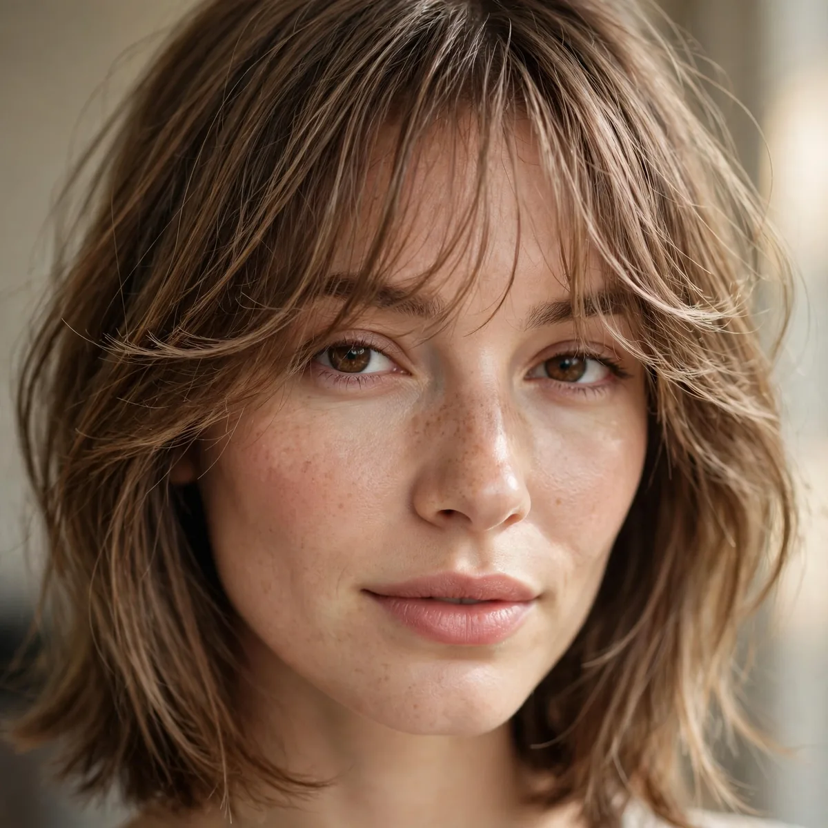 Wispy fringe with medium hair