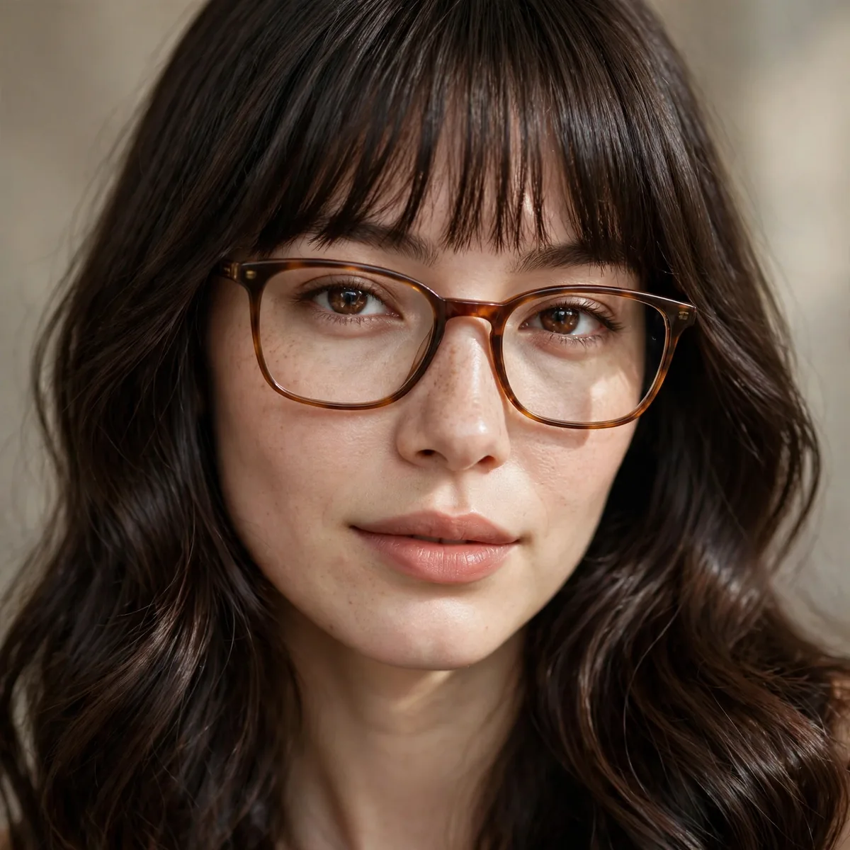 Bangs styled with glasses