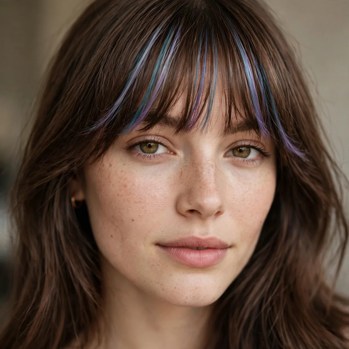Bangs with subtle color accent