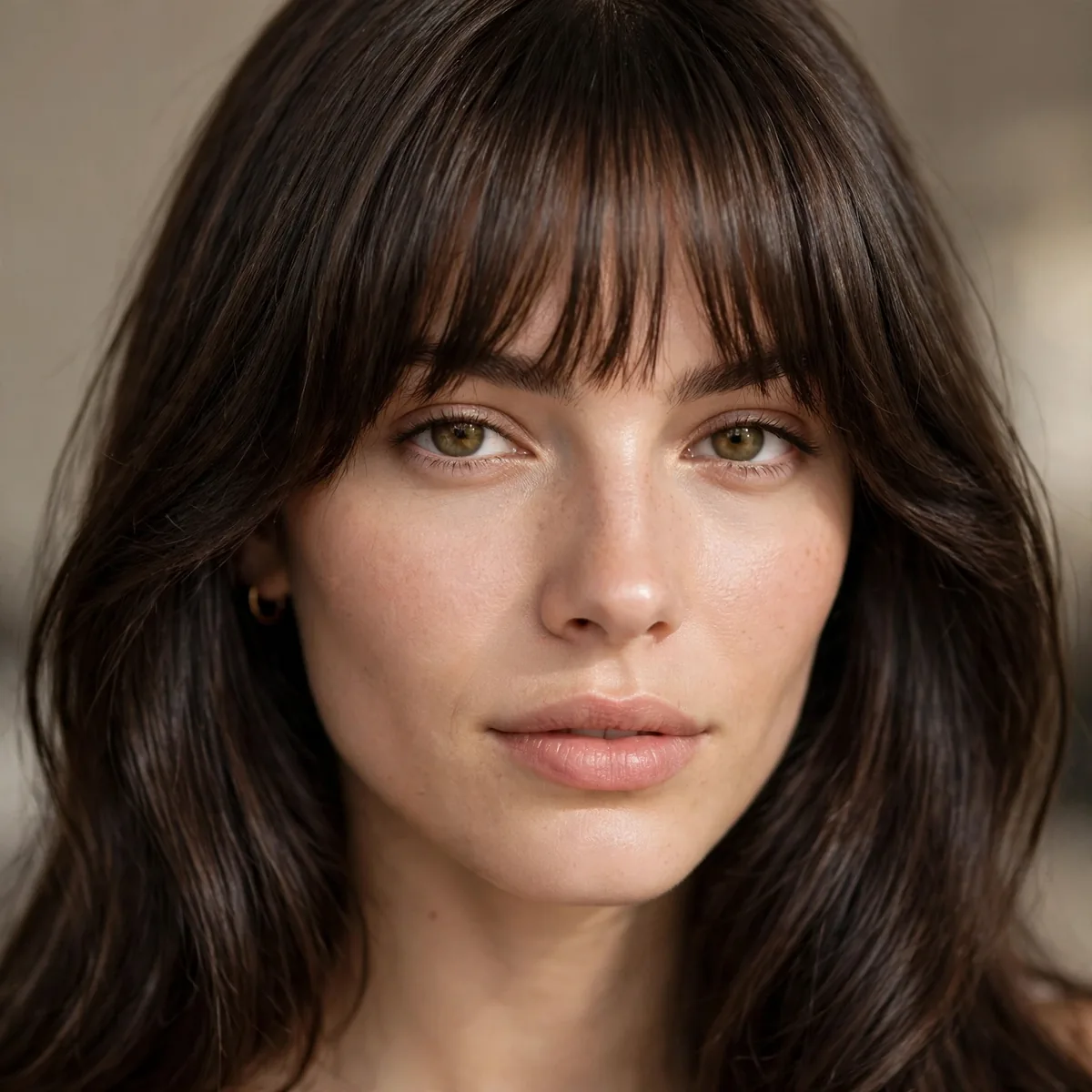 Beautifully framed face with bangs