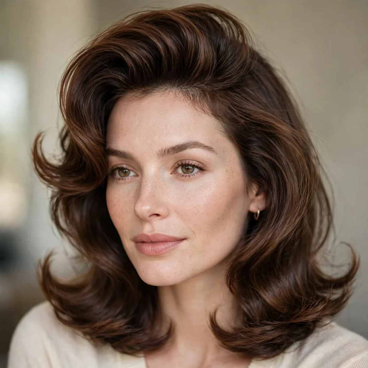 Flipped ends hairstyle with lift
