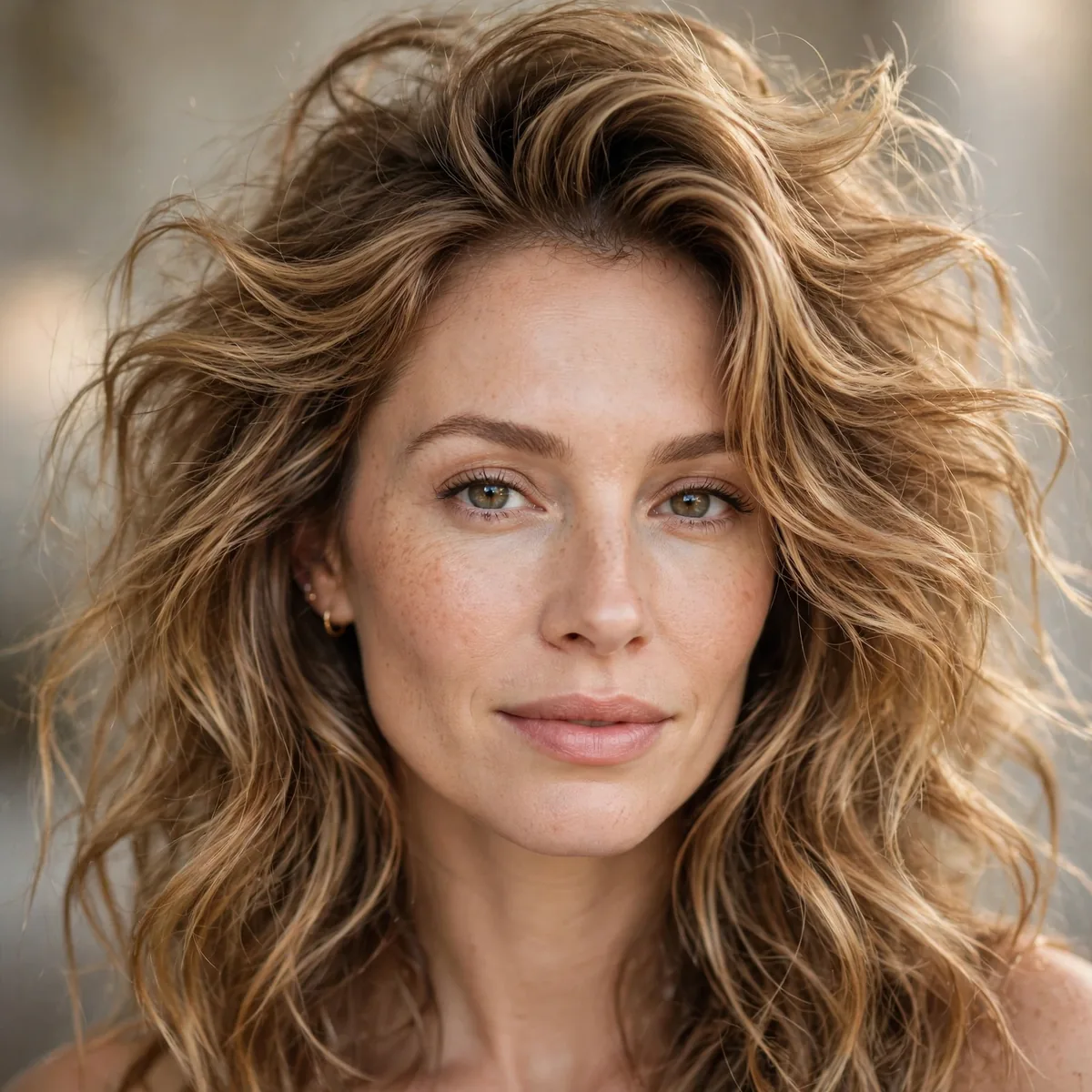 Air-dried voluminous hairstyle