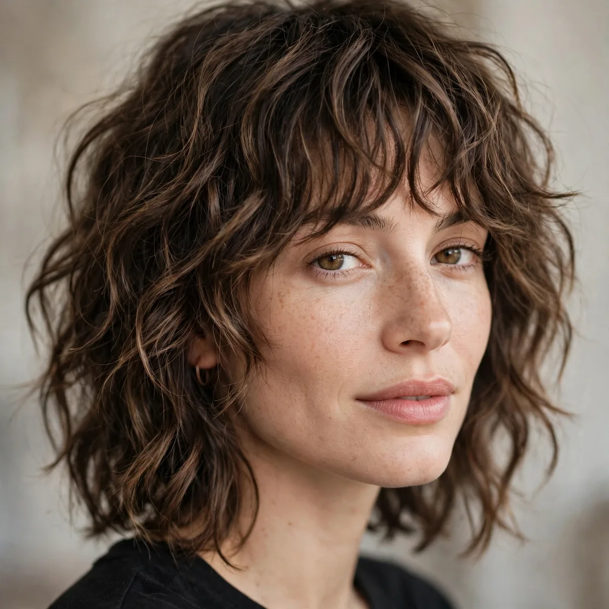 Wavy textured shag haircut