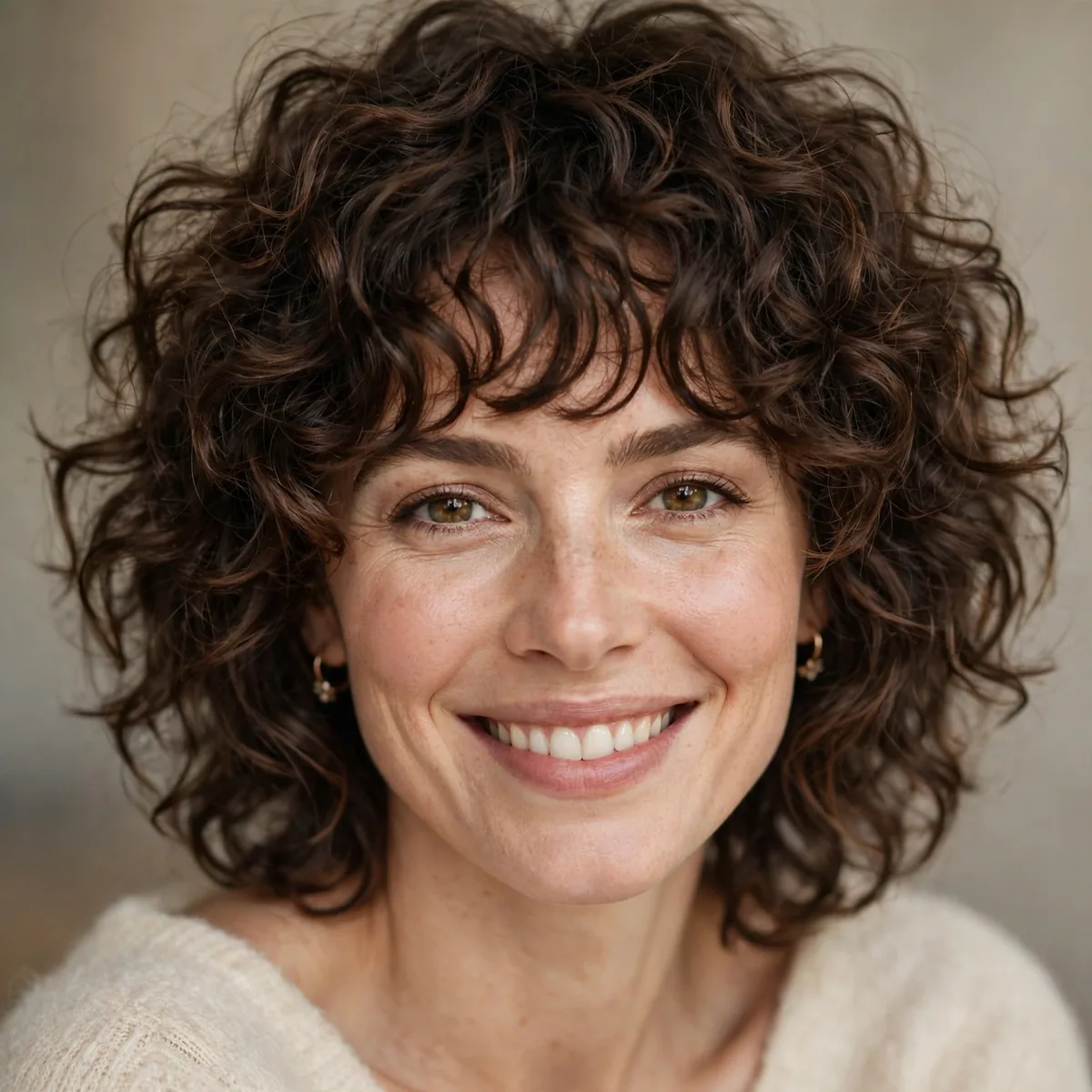 Curly shag haircut
