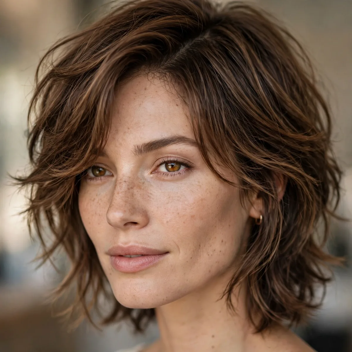 Side-part shag haircut