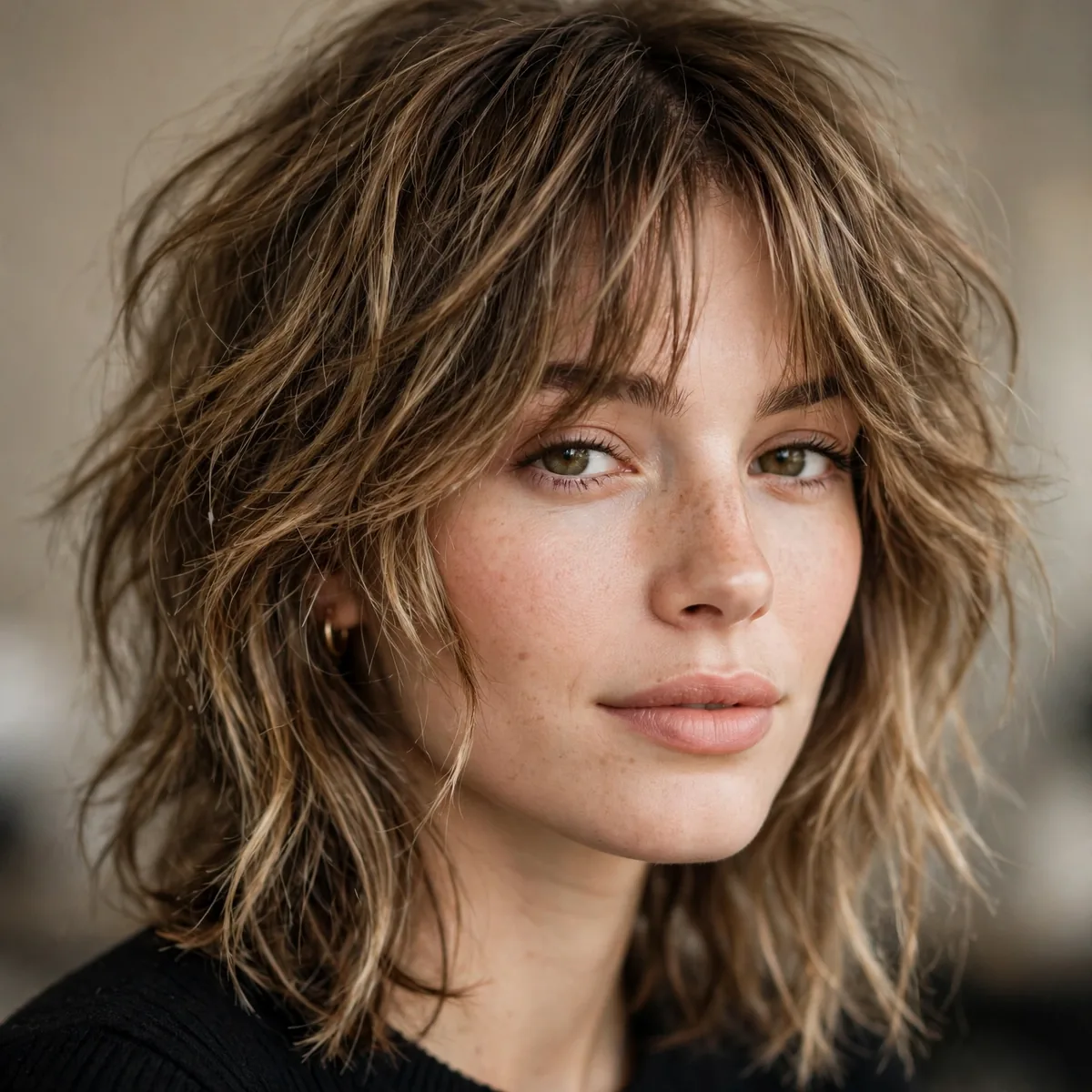 Grown-out shag hairstyle