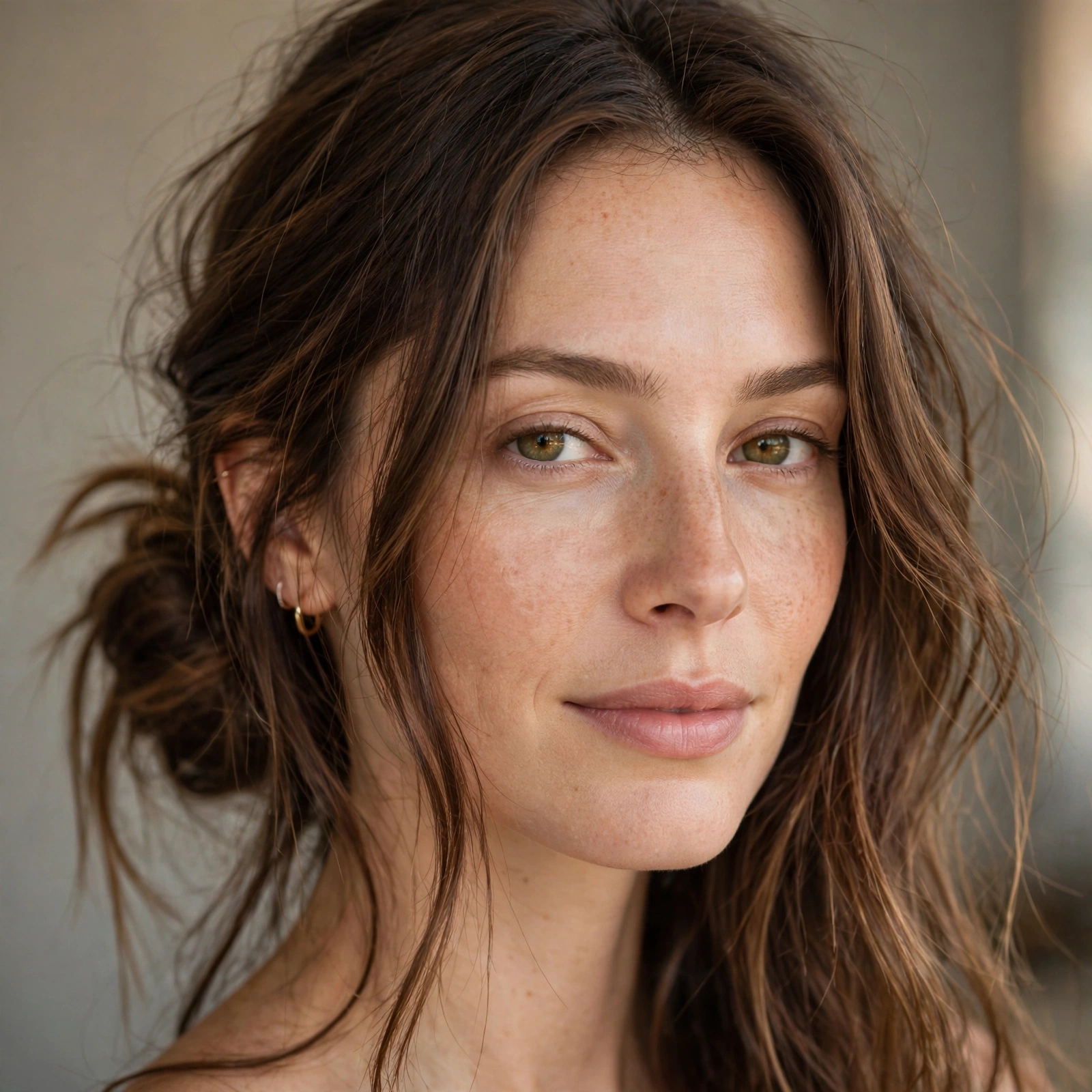 Low messy bun on long hair