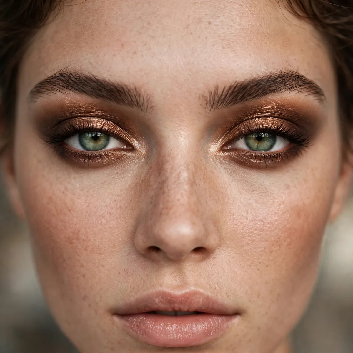 Bronze smoky eye on green eyes