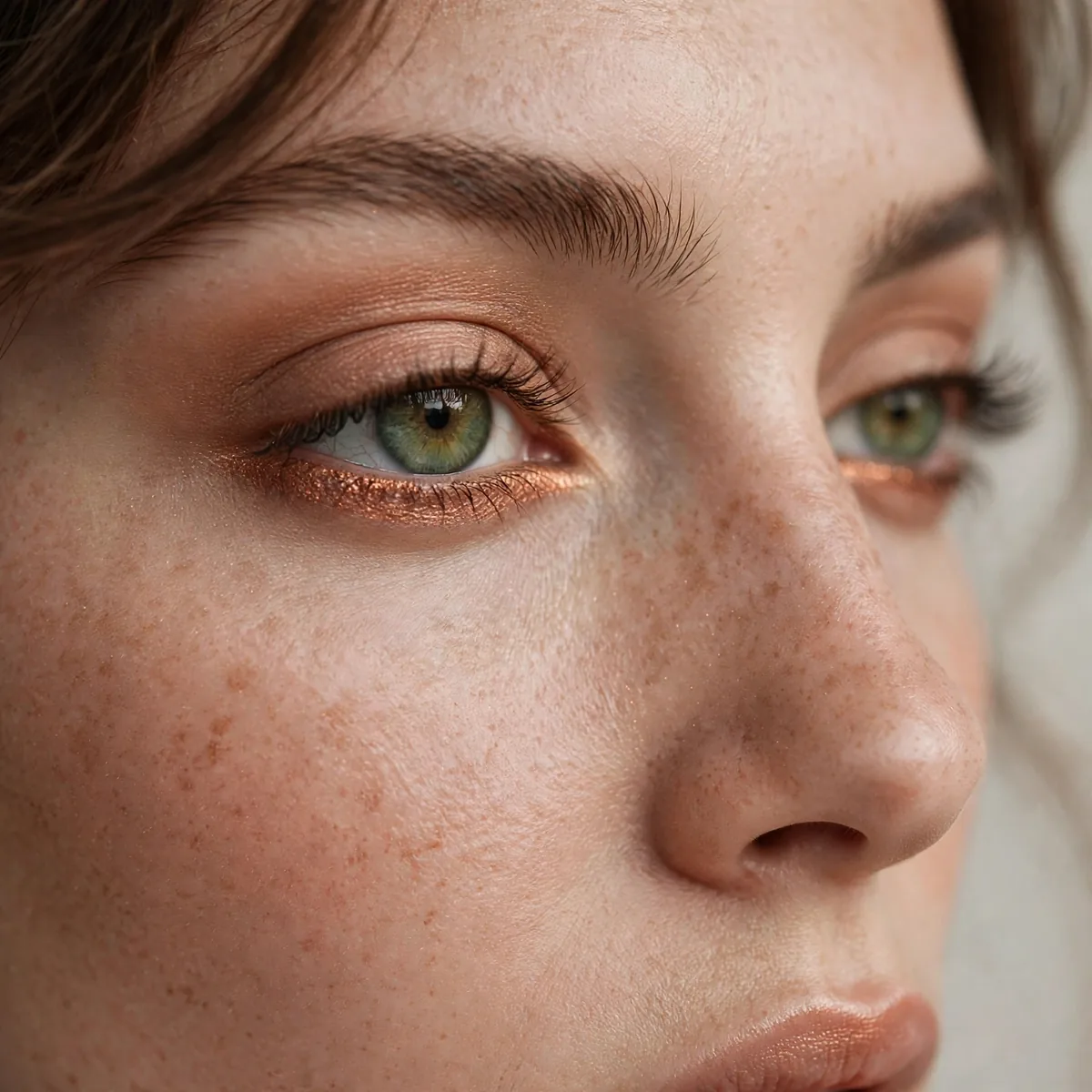 Copper on lower lash line for green eyes