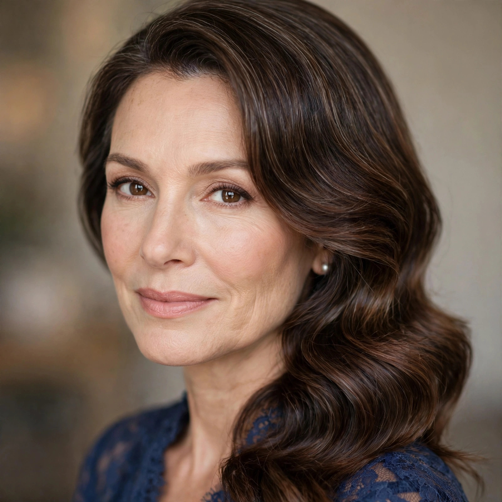 Side-swept soft waves for mother of the bride
