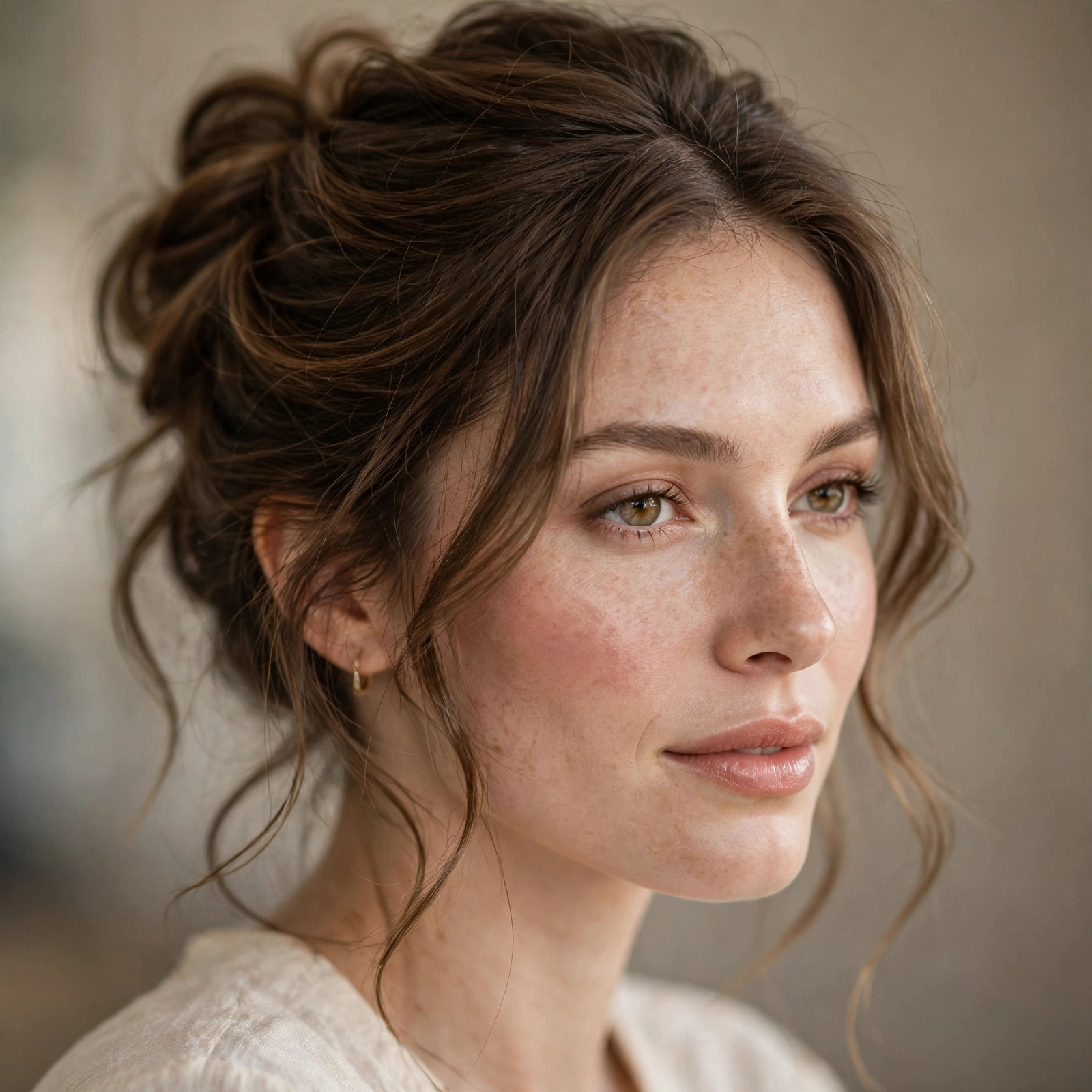 Romantic loose updo with soft pieces
