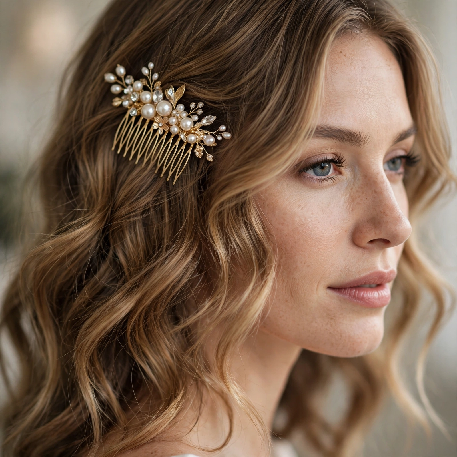 Soft waves with a decorative hair comb