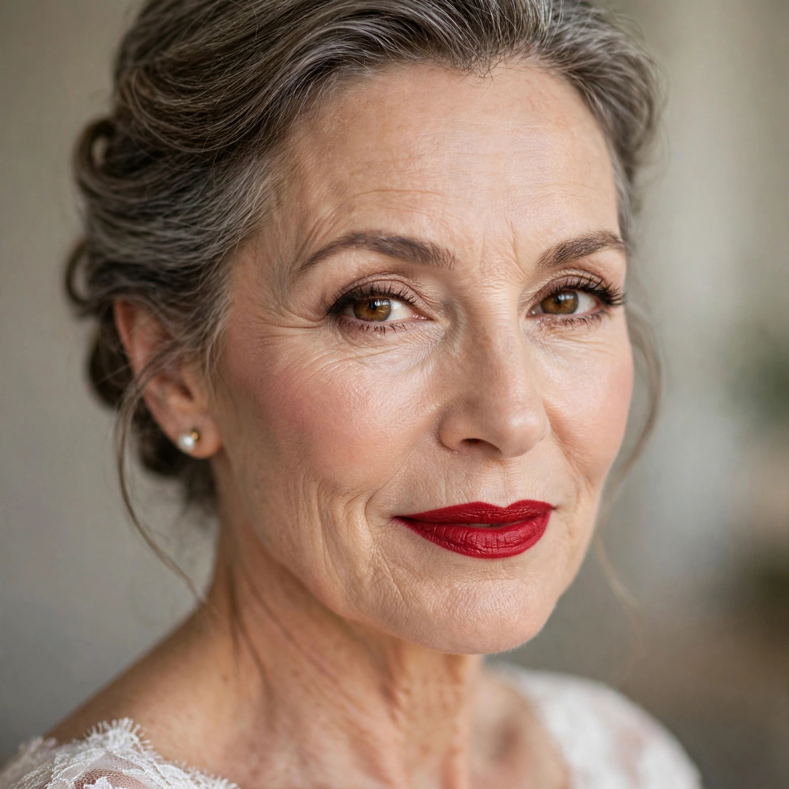 Classic red lipstick elegant look