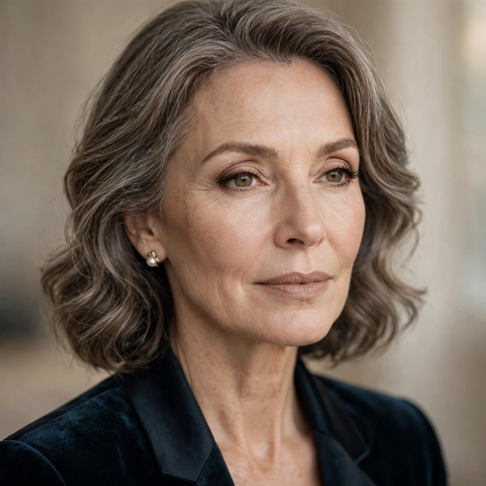 Timeless neutral makeup mature woman