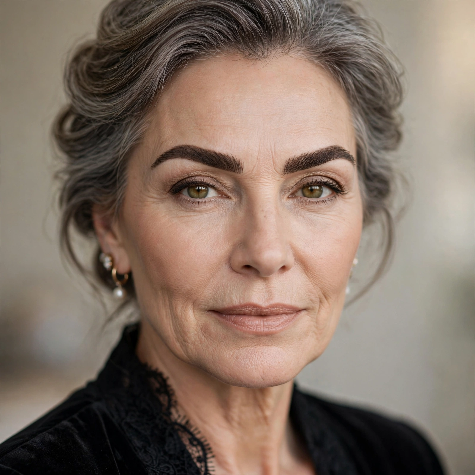 Well defined brows mature woman