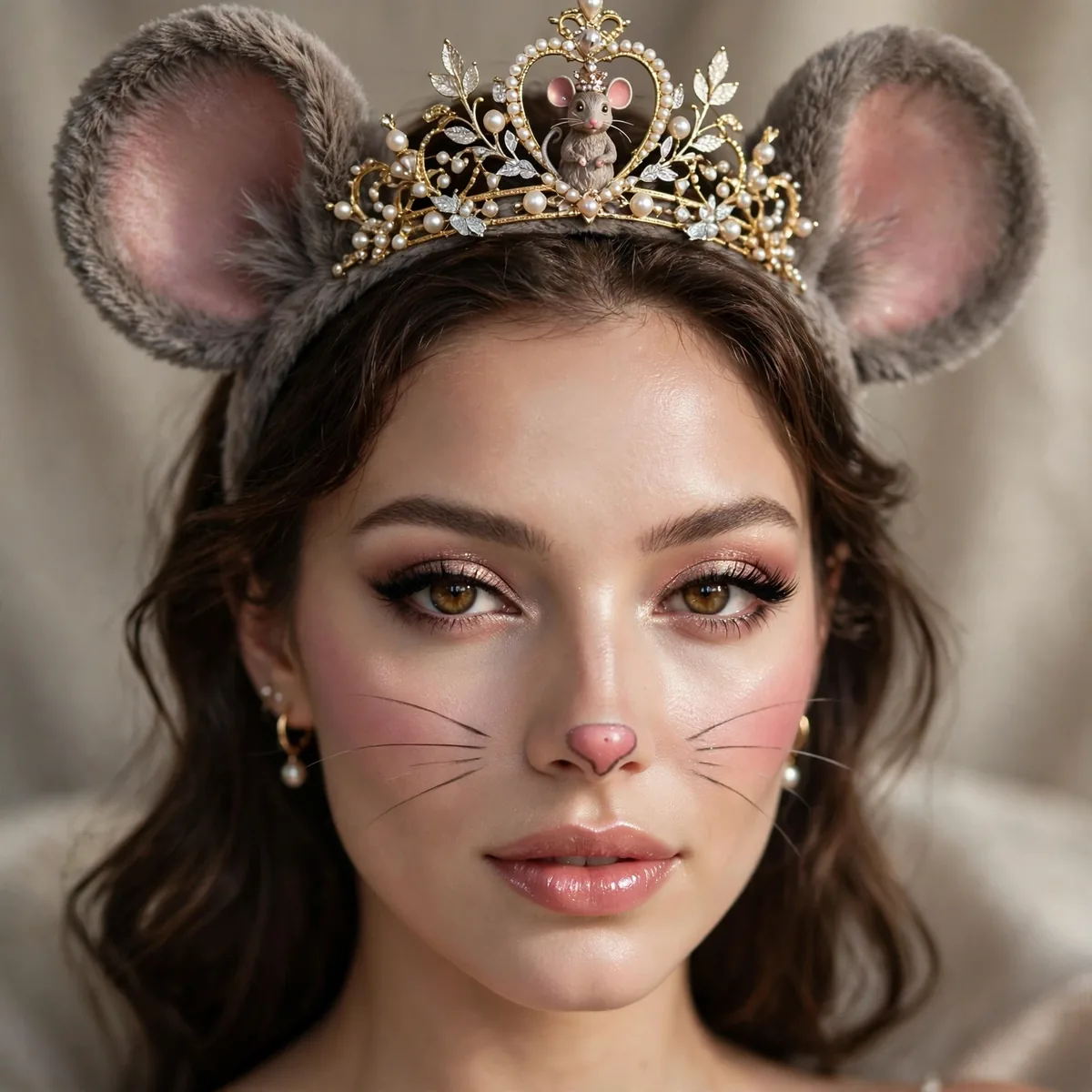 Glamorous mouse queen costume makeup