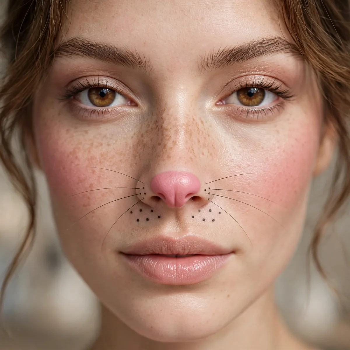 Perfect pink mouse nose makeup