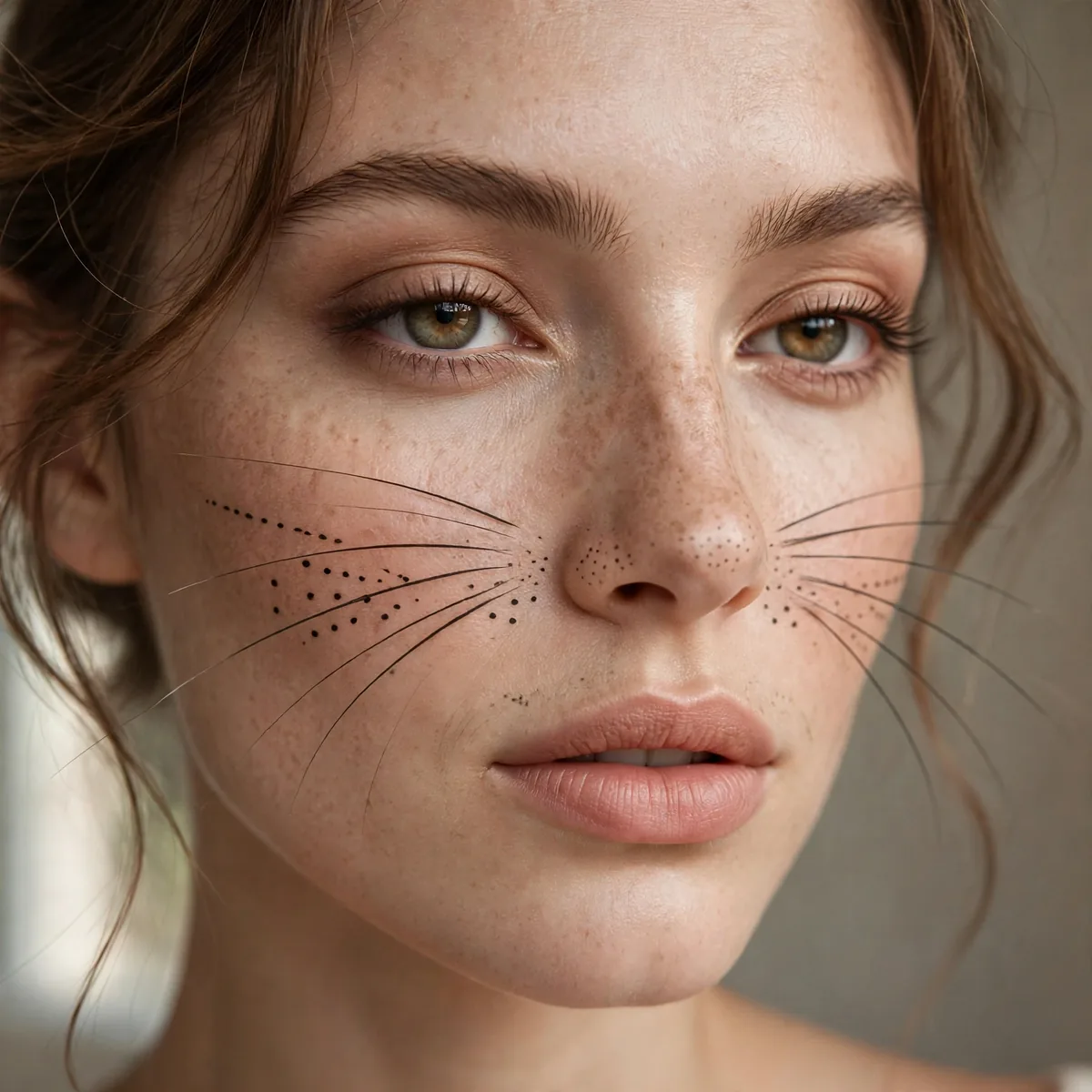 Delicate mouse whiskers makeup