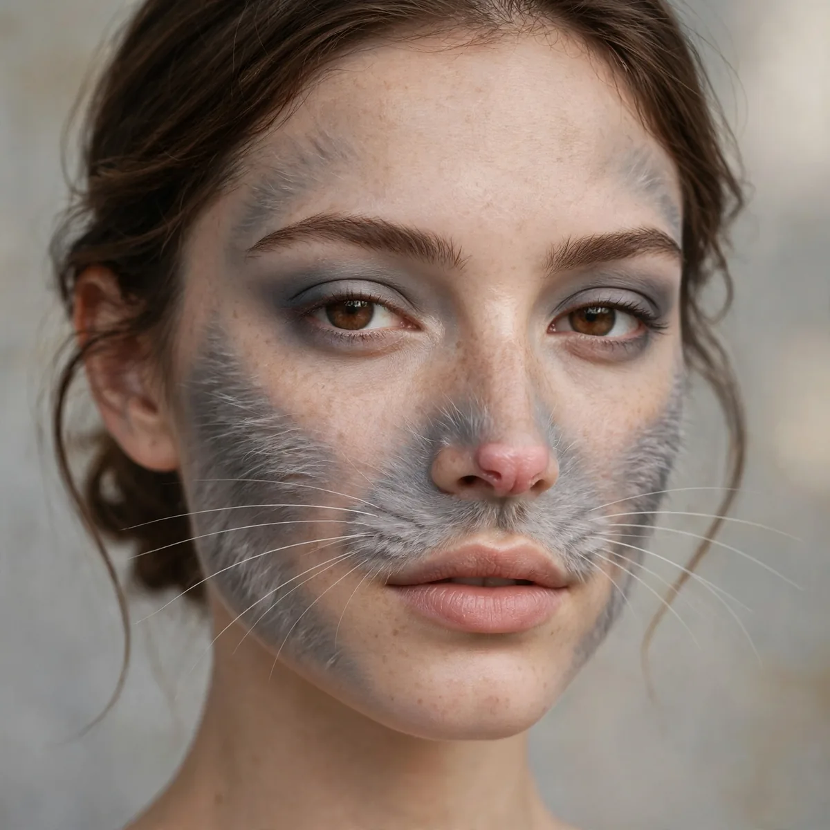 Realistic grey mouse makeup