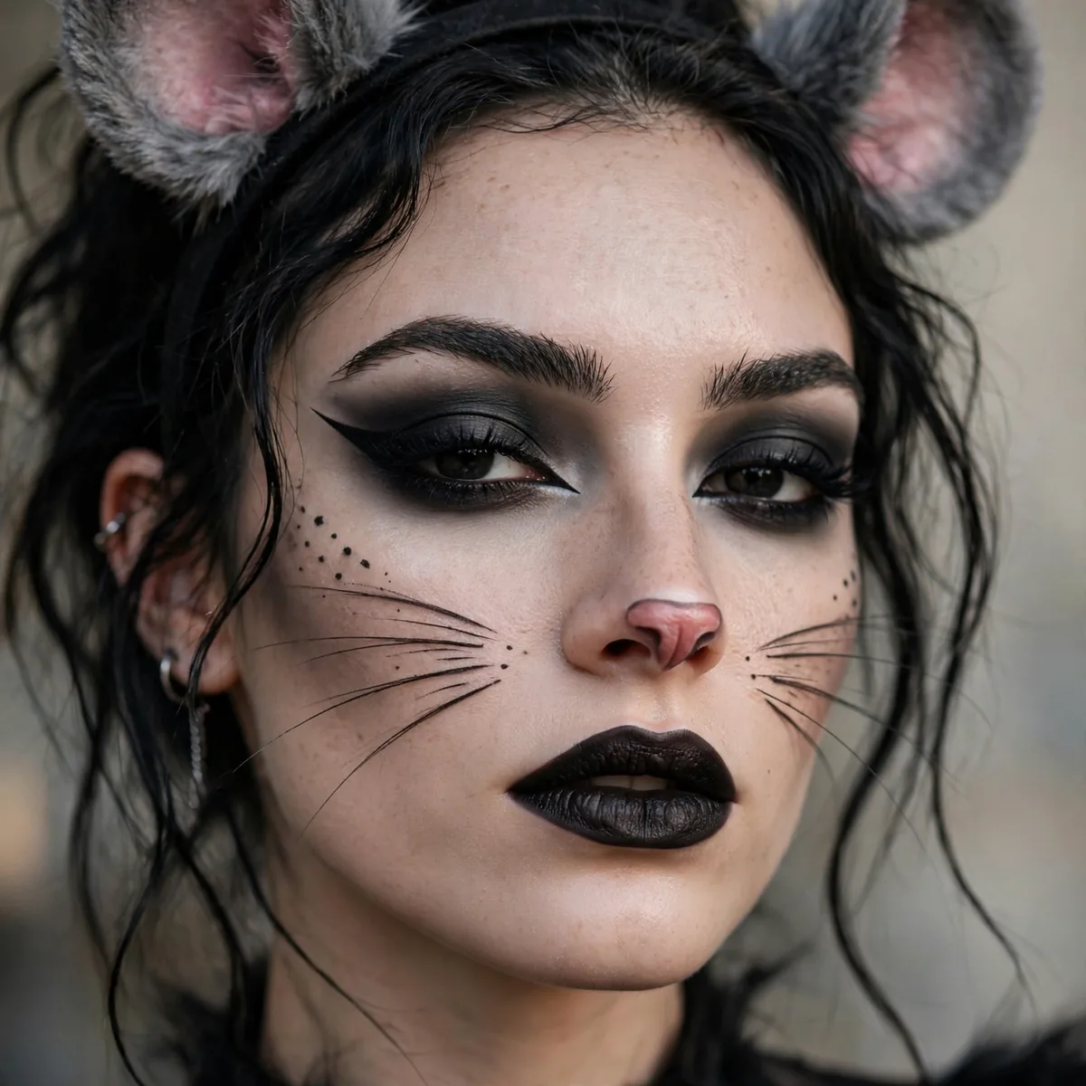 Goth mouse costume makeup