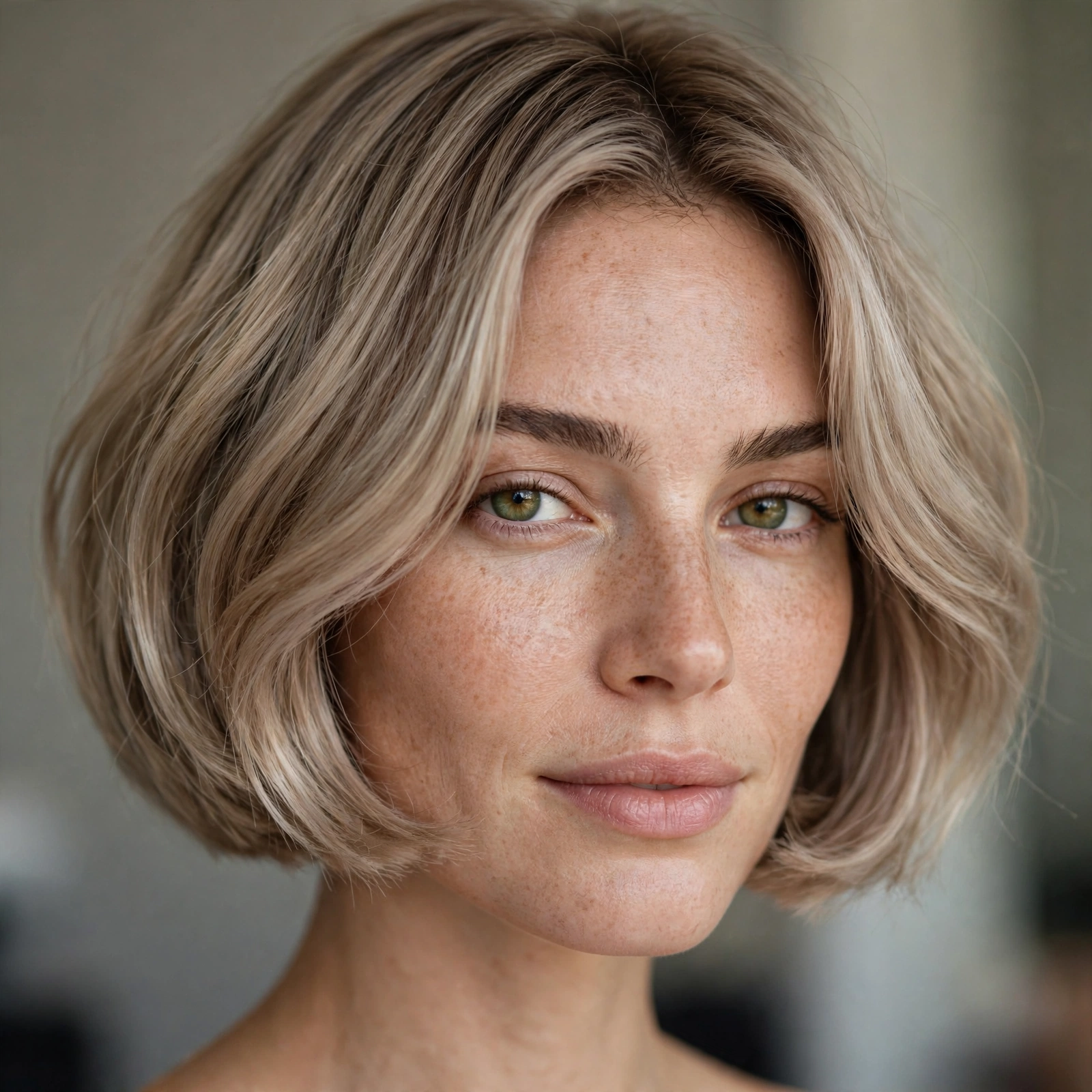 Mushroom blonde bob haircut