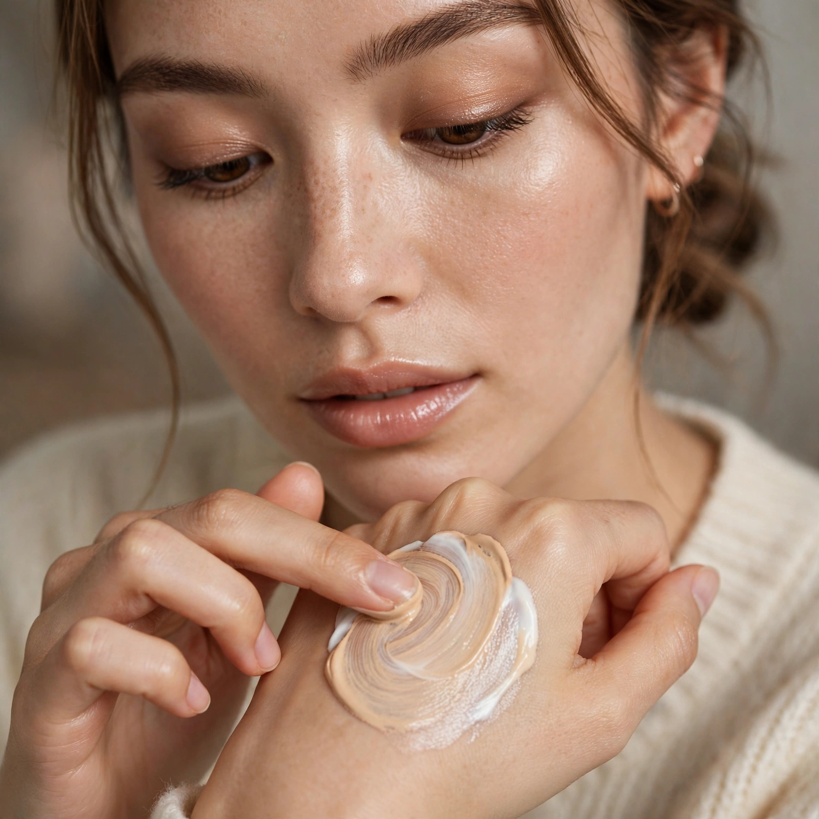 Mixing foundation with moisturizer