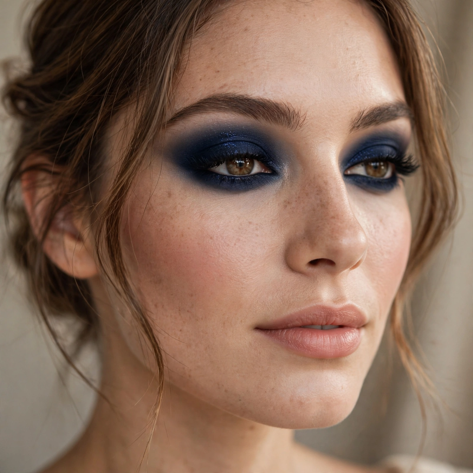 Classic navy smokey eye makeup