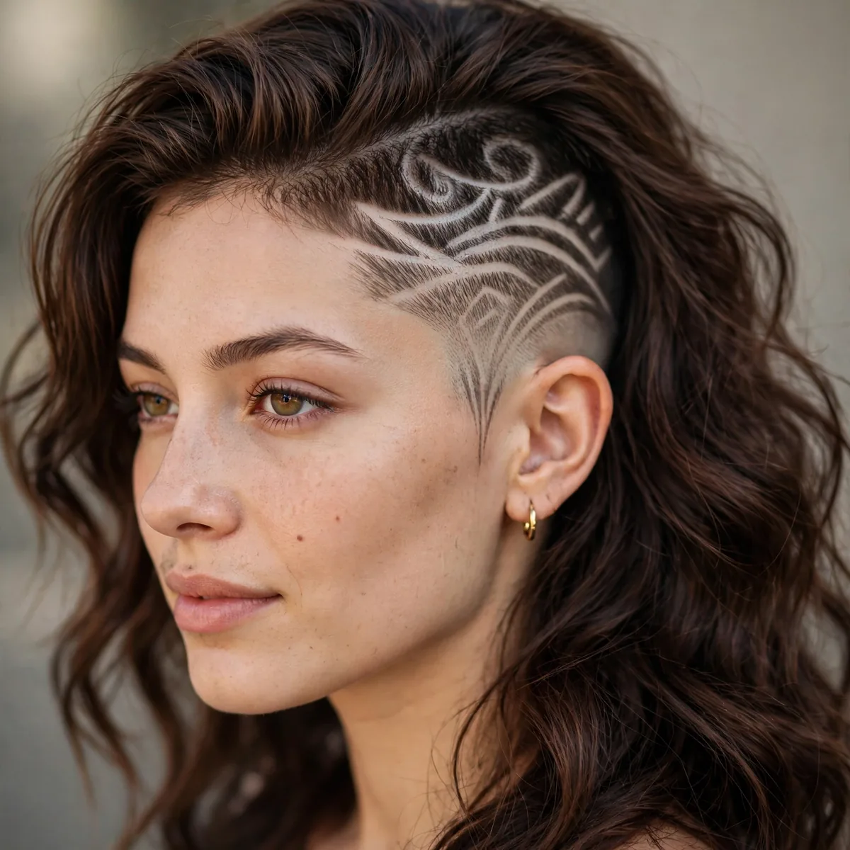 Shaved side with artistic fade design